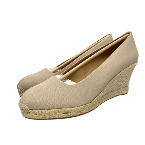 J. CREW Seville Espadrille Wedges Tan Beige Color Canvas Size 12 - Picture 2 of 8